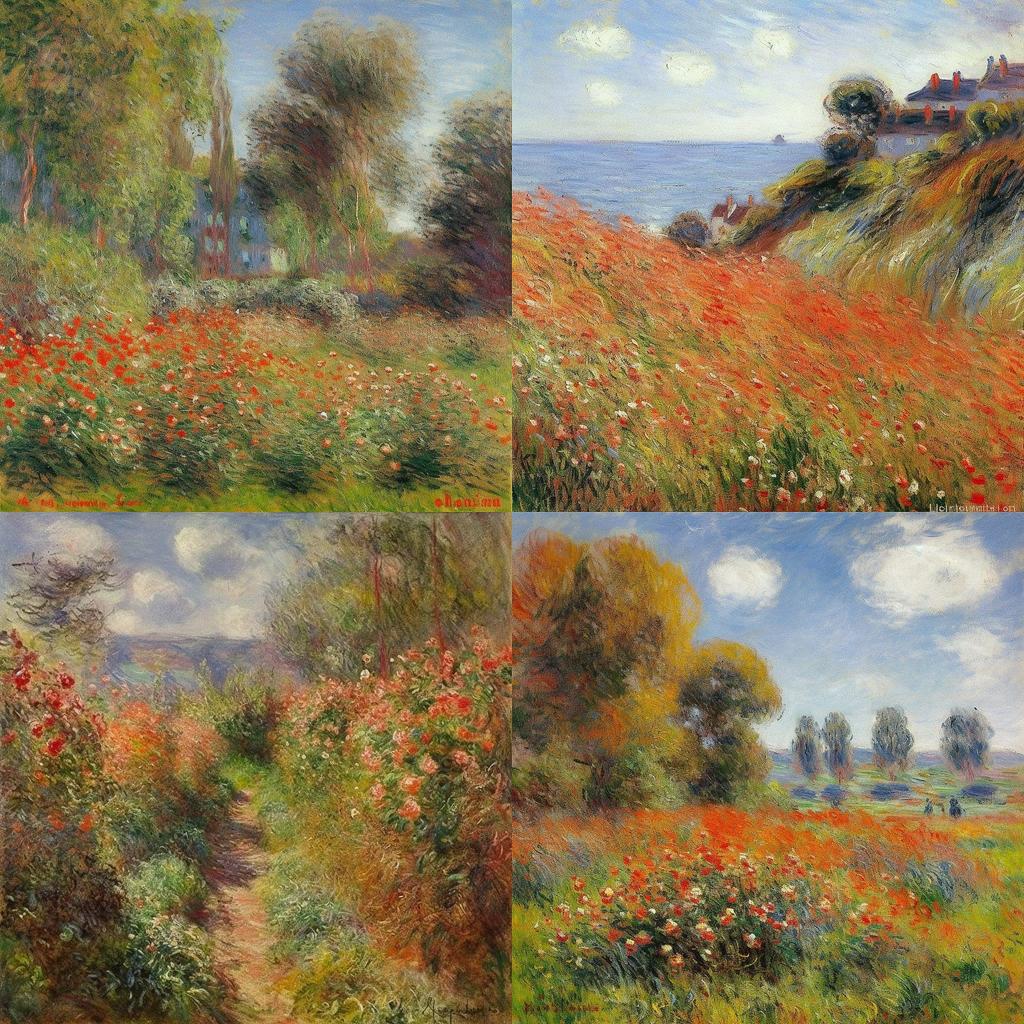 Claude Monet style, Midjourney V5, render 1 of 4