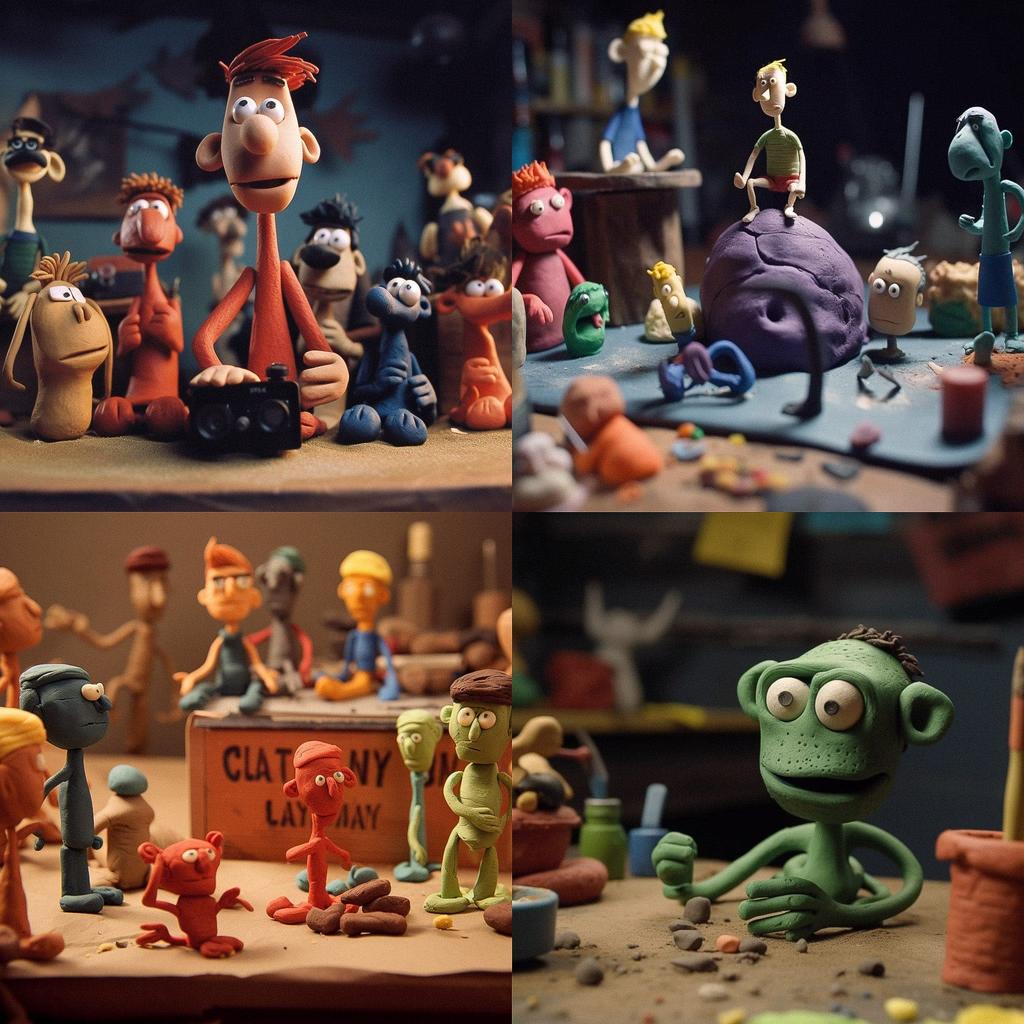 Claymation style, Midjourney V5, render 1 of 4