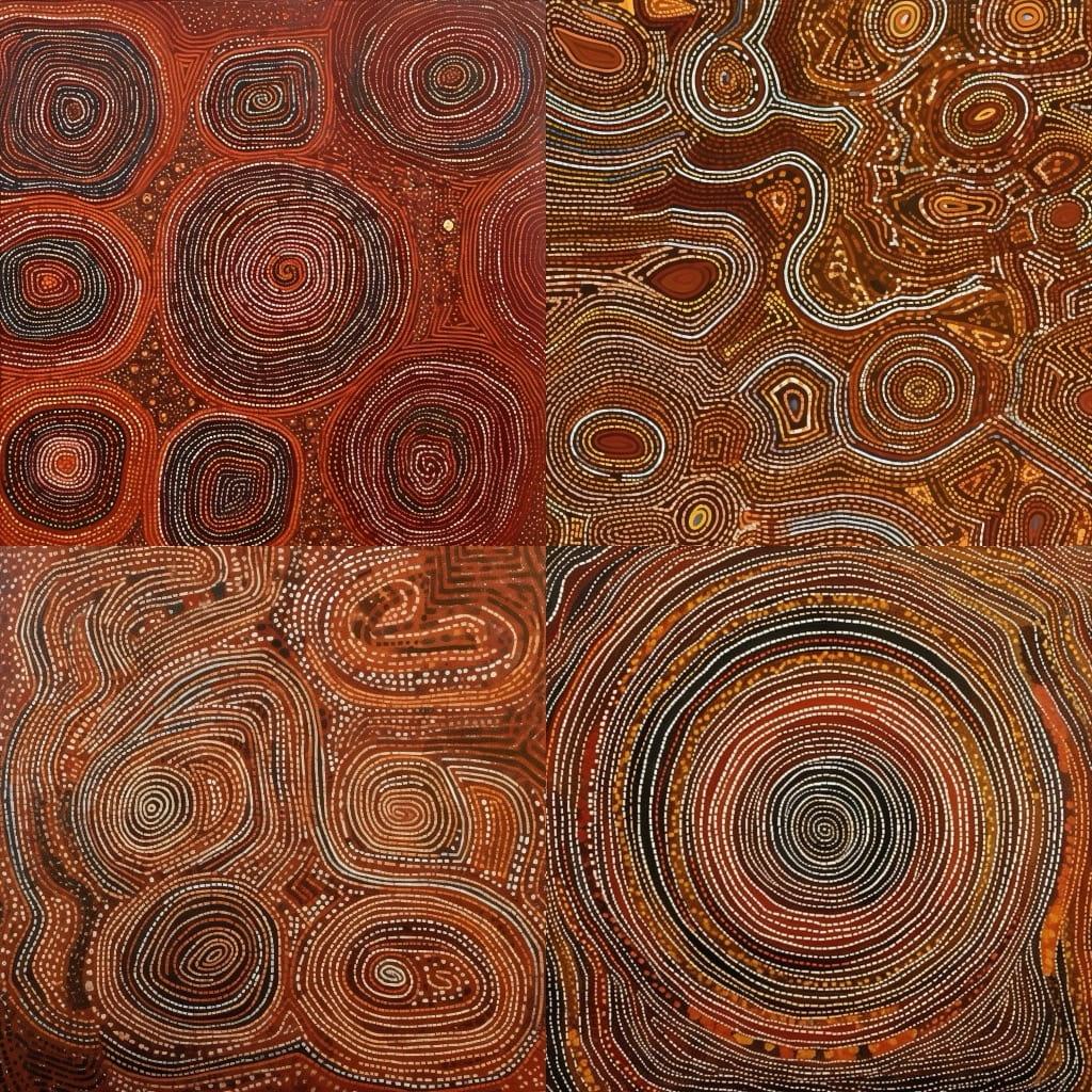 Clifford Possum Tjapaltjarri style, Midjourney V5, render 1 of 4
