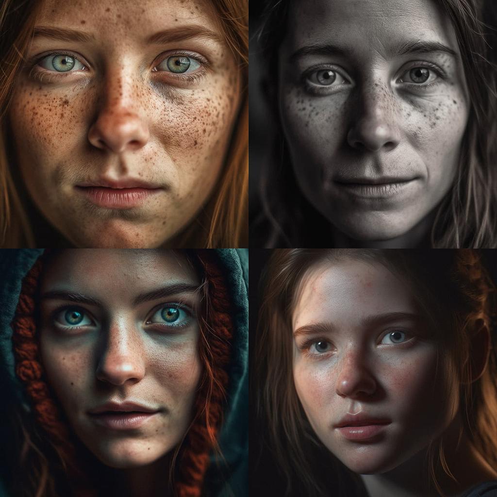 Close-up portrait style, Midjourney V5, render 1 of 4
