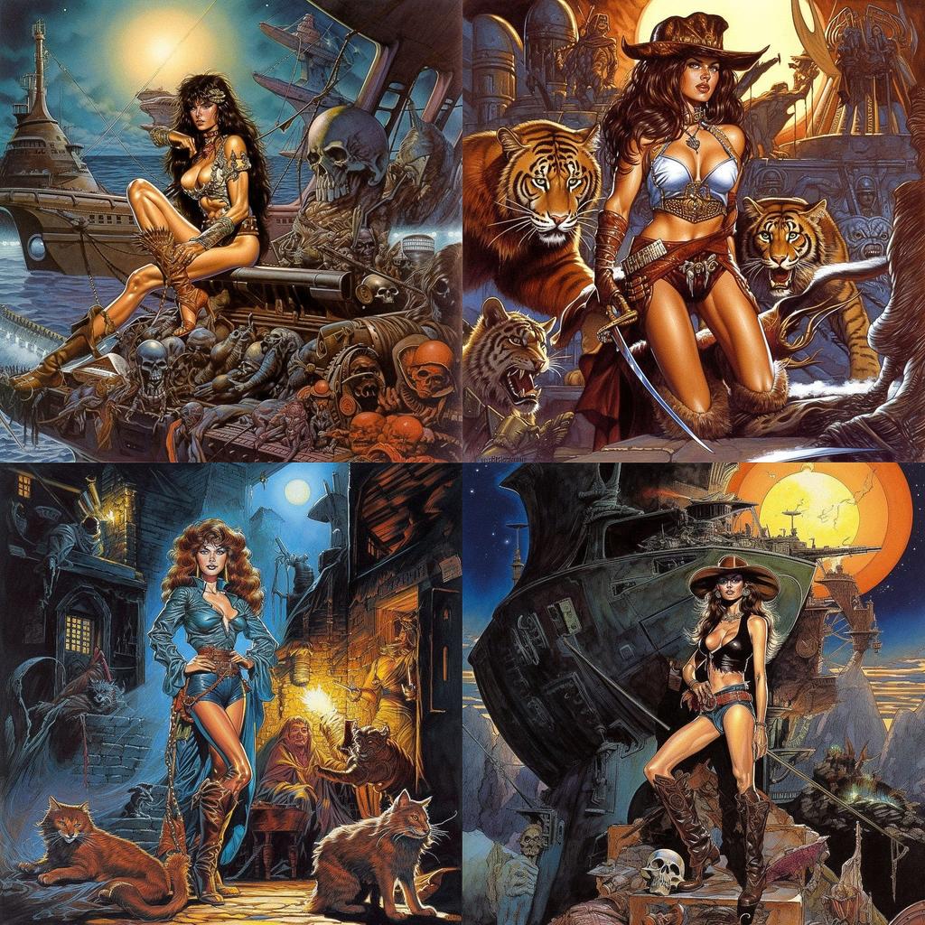Clyde Caldwell style, Midjourney V5, render 1 of 4