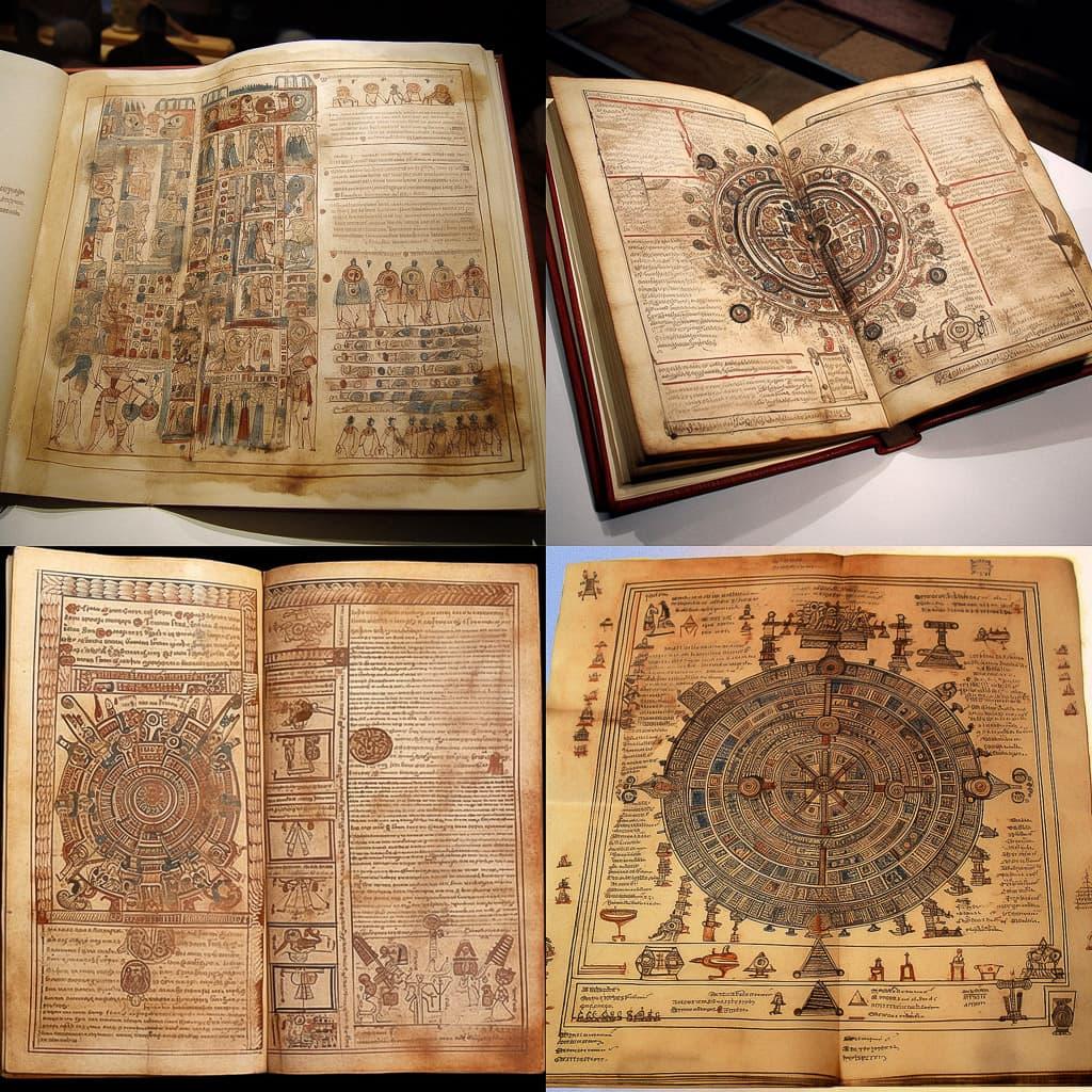 Codex Mendoza style, Midjourney V5, render 1 of 4