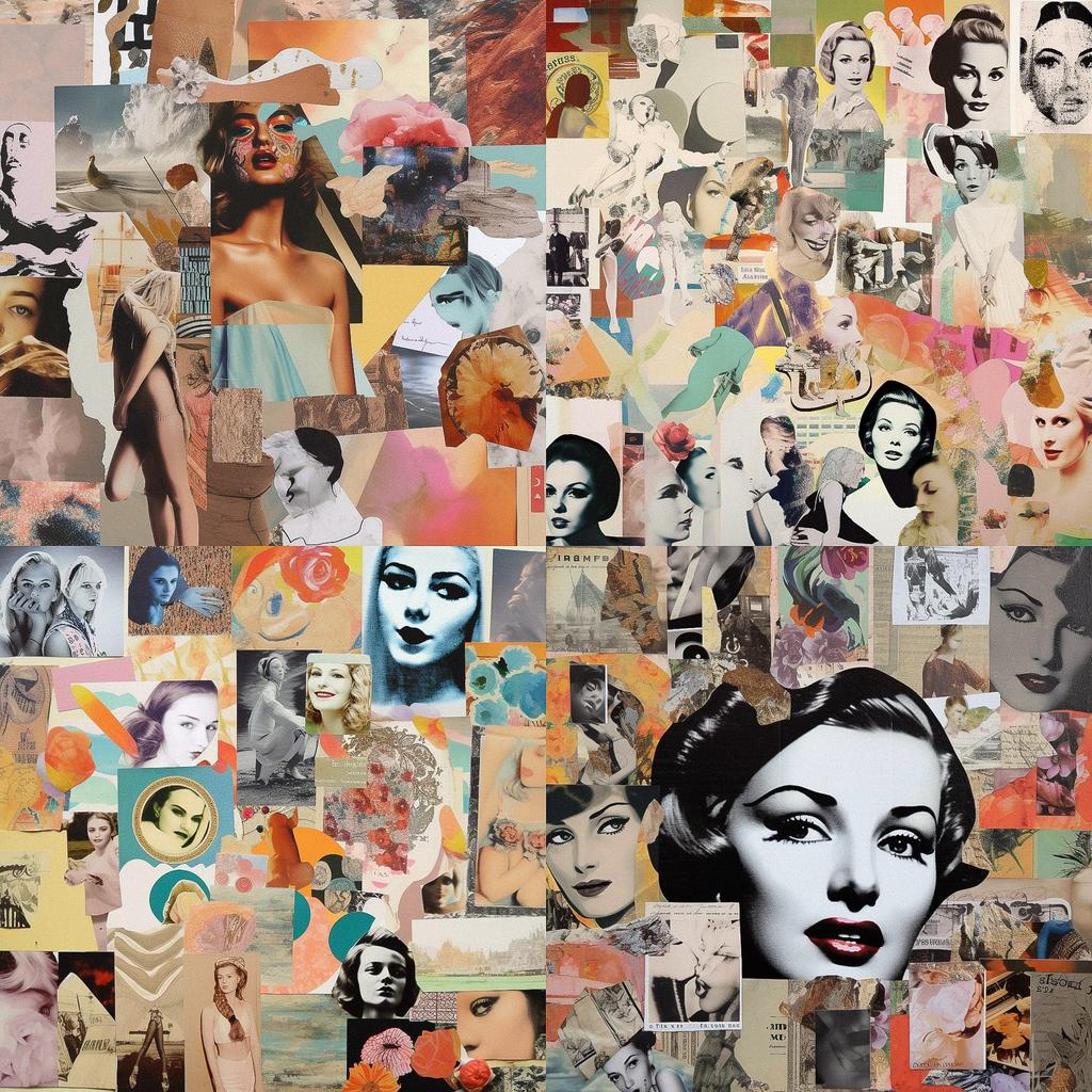 Collage style, Midjourney V5, render 1 of 4