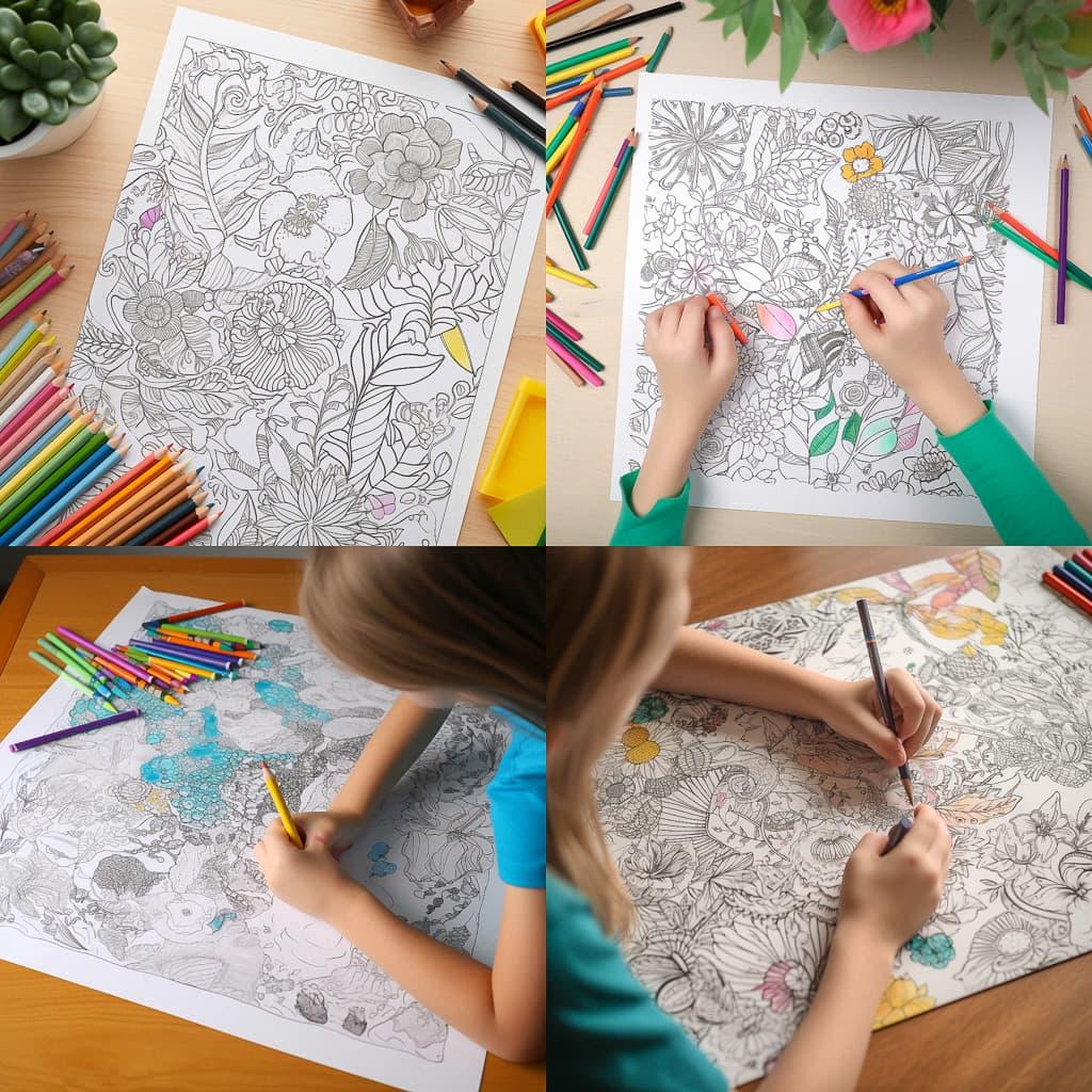 Coloring-in sheet style, Midjourney V5, render 1 of 4