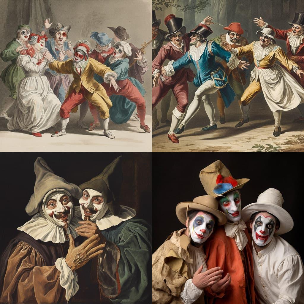 Commedia dell'Arte style, Midjourney V5, render 1 of 4
