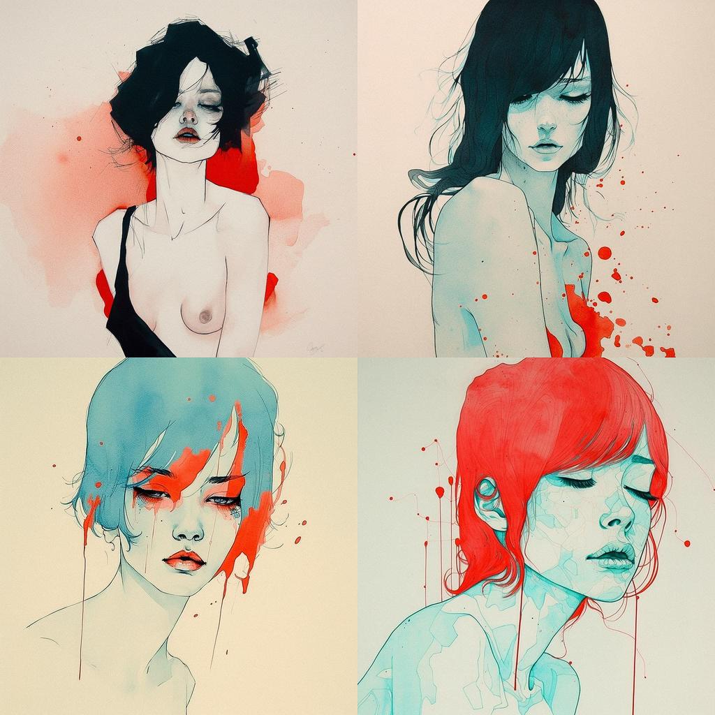 Conrad Roset style, Midjourney V5, render 1 of 4