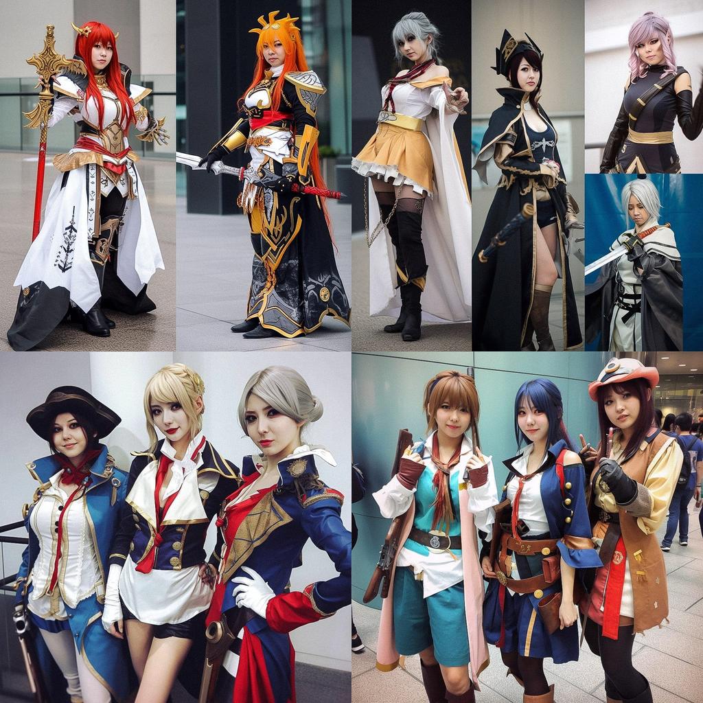 Cosplay fashion style, Midjourney V5, render 1 of 4