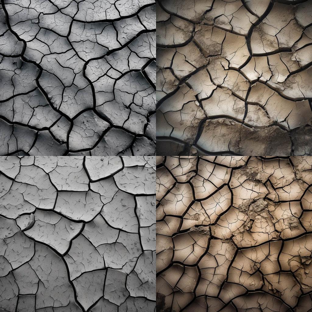 Cracked surface style, Midjourney V5, render 1 of 4