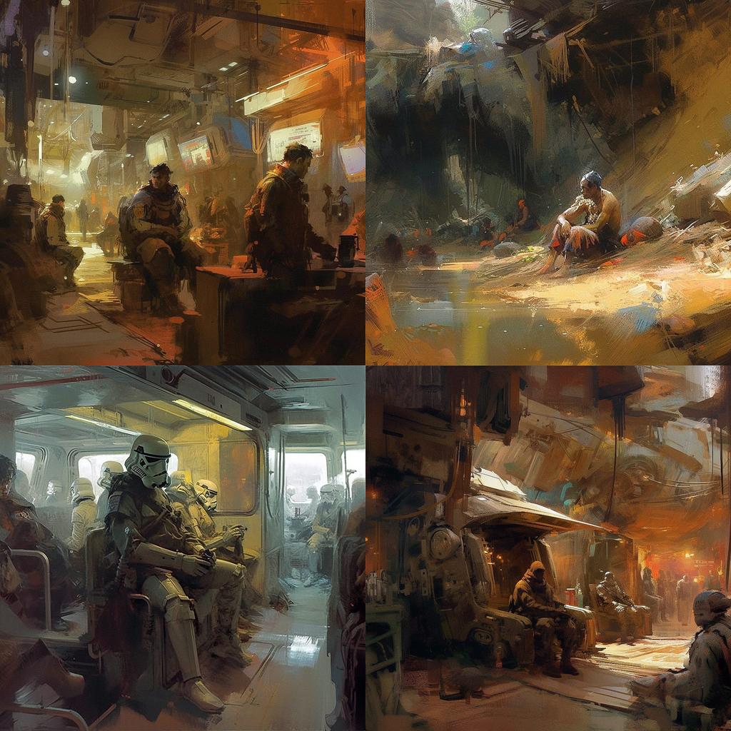 Craig Mullins style, Midjourney V5, render 1 of 4