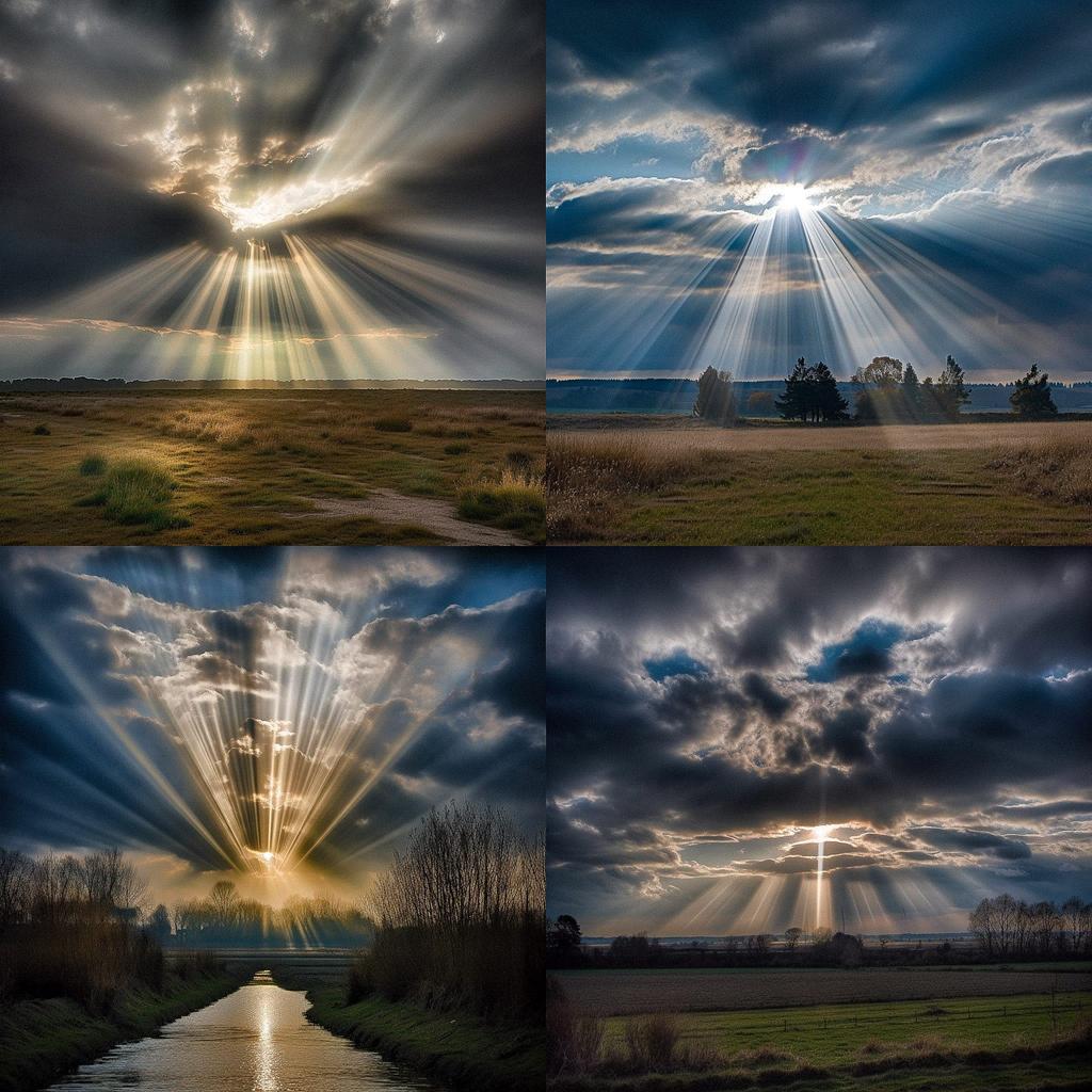 Crepuscular rays style, Midjourney V5, render 1 of 4