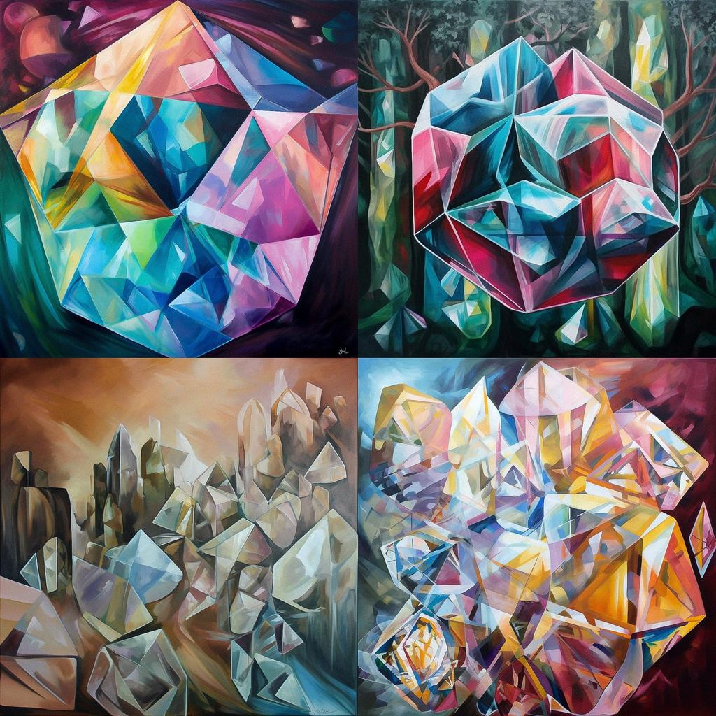 Crystal Cubism style, Midjourney V5, render 1 of 4