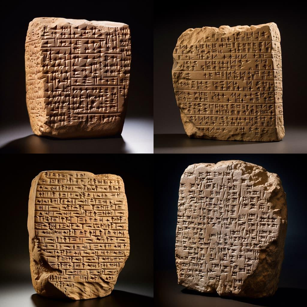 Cuneiform style, Midjourney V5, render 1 of 4