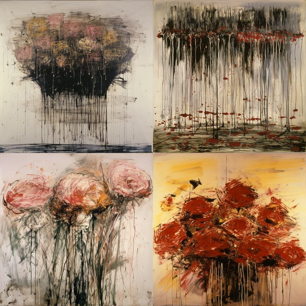 Cy Twombly style, Midjourney V5, render 1 of 4