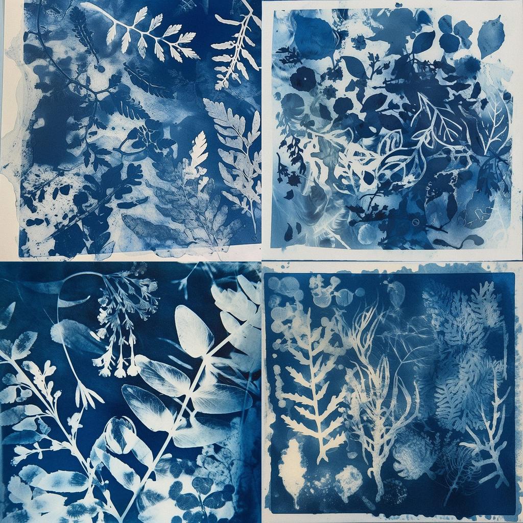 Cyanotype print style, Midjourney V5, render 1 of 4