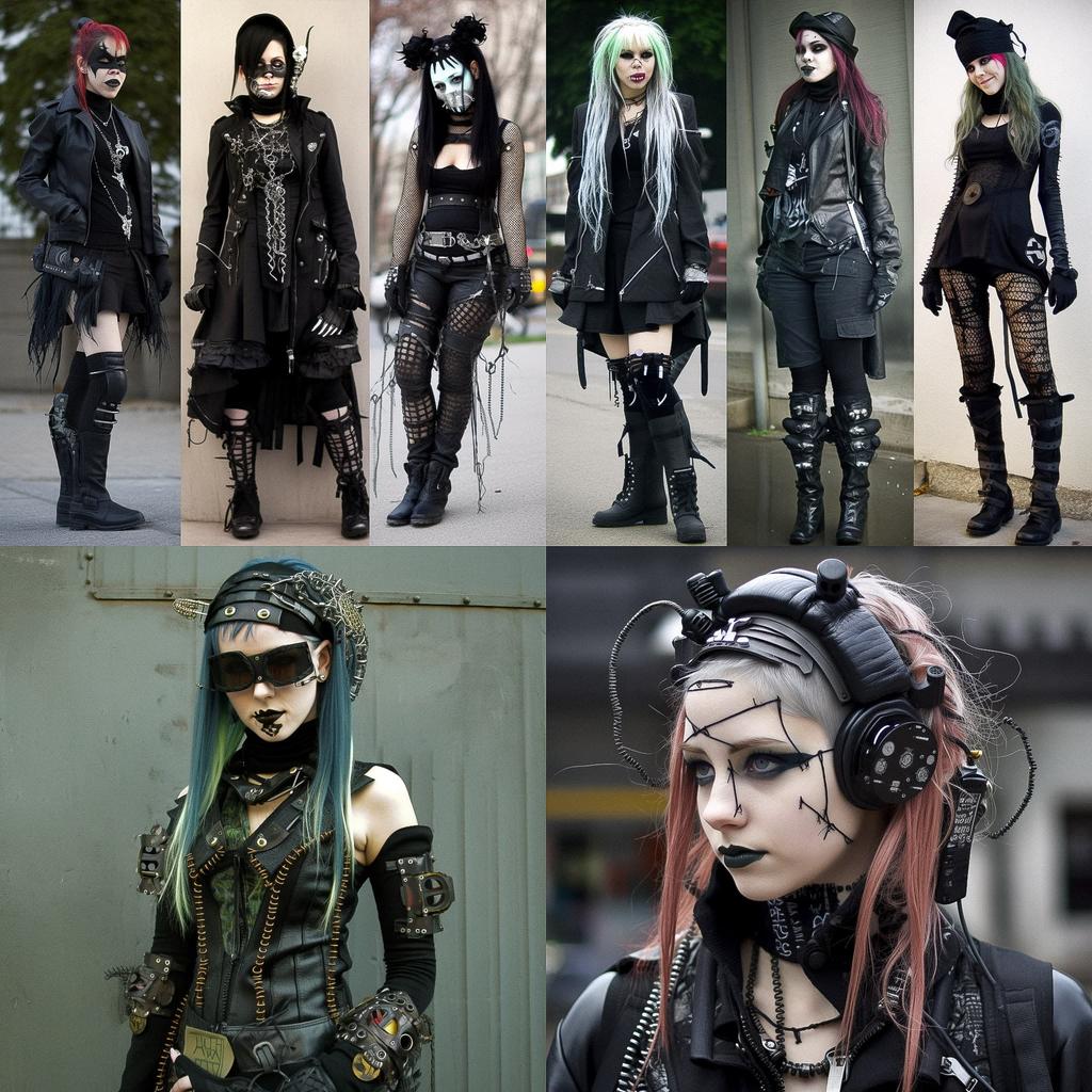 Cybergoth fashion style, Midjourney V5, render 1 of 4