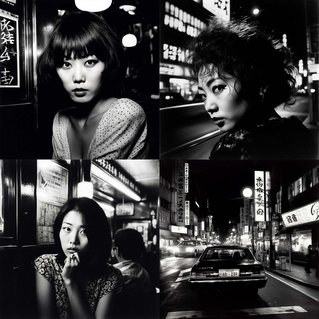 Daido Moriyama style, Midjourney V5, render 1 of 4
