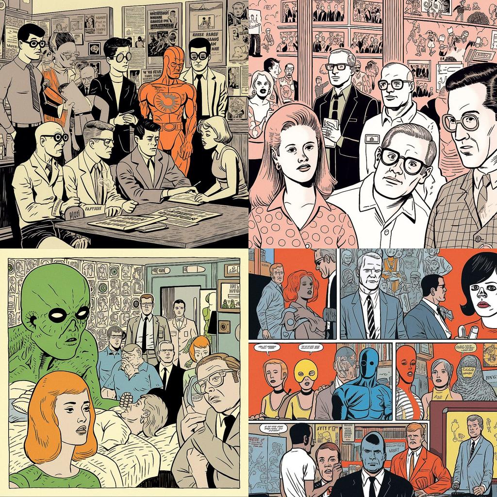 Dan Clowes style, Midjourney V5, render 1 of 4