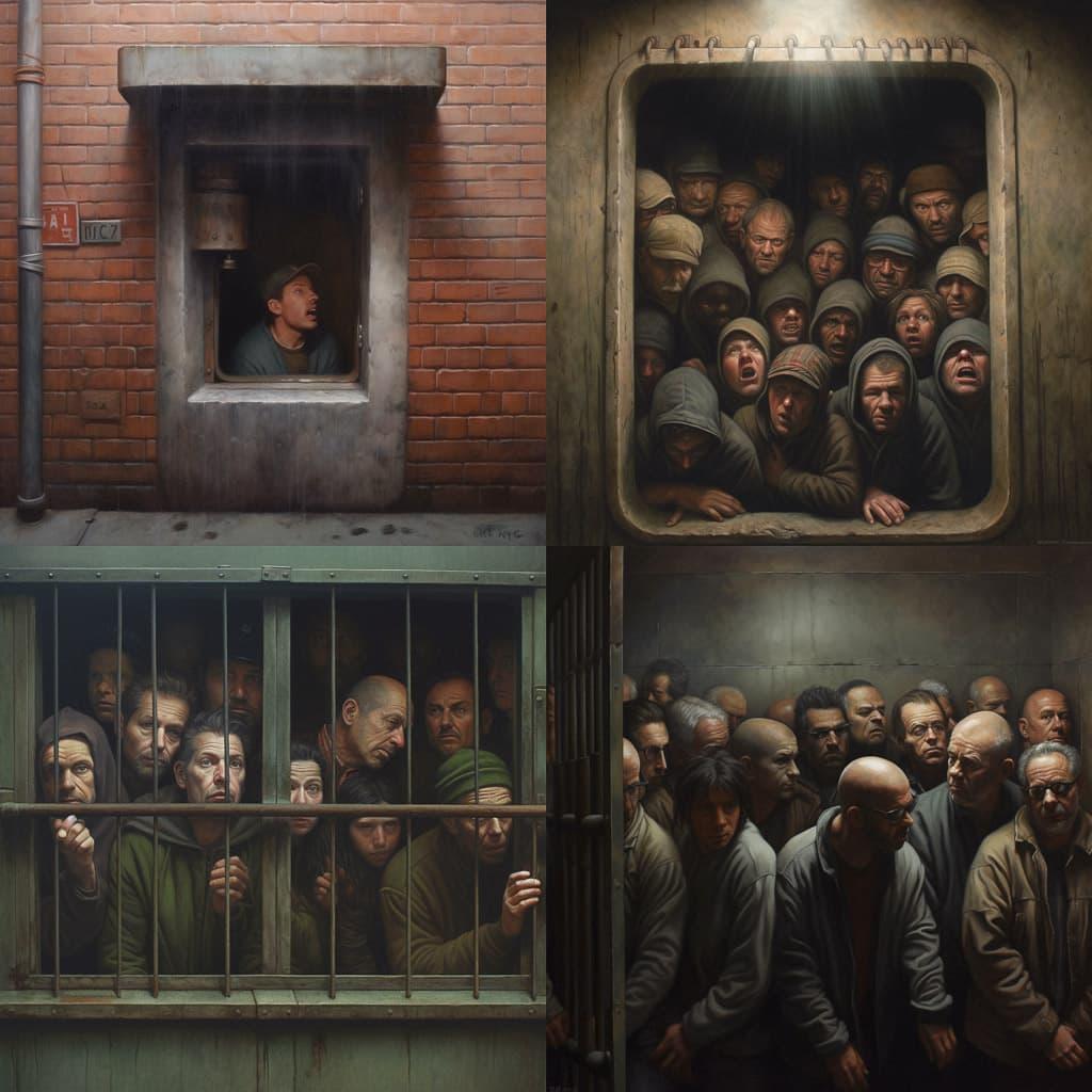 Dan Witz style, Midjourney V5, render 1 of 4