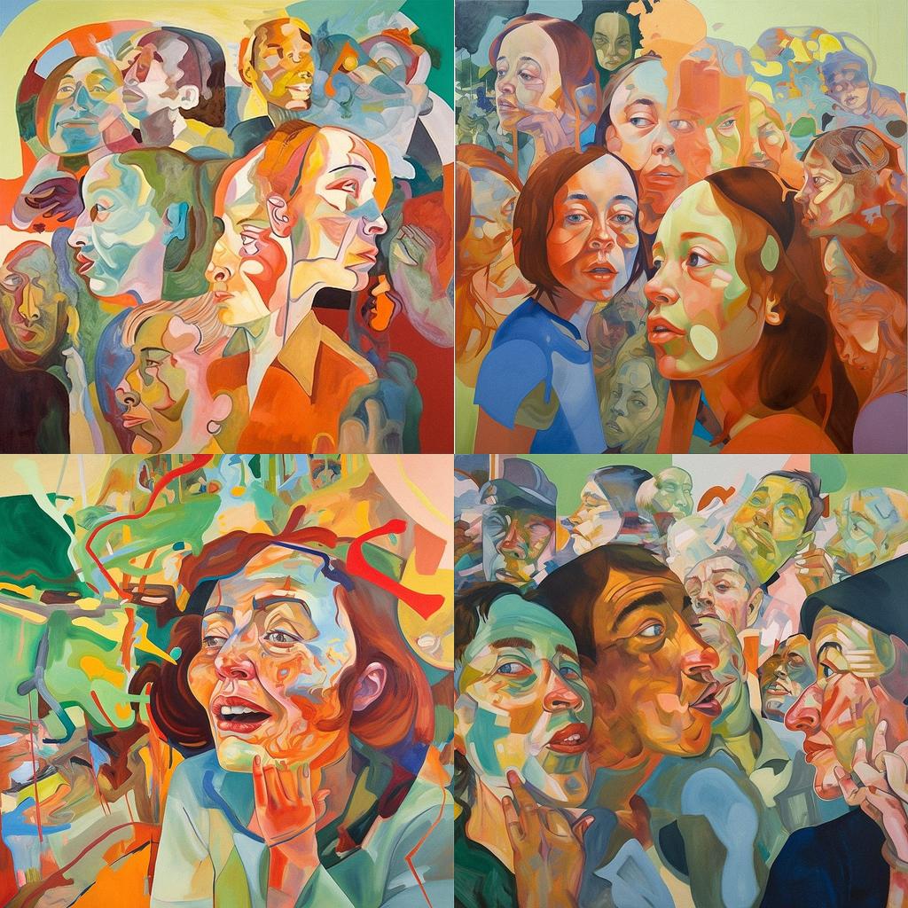 Dana Schutz style, Midjourney V5, render 1 of 4
