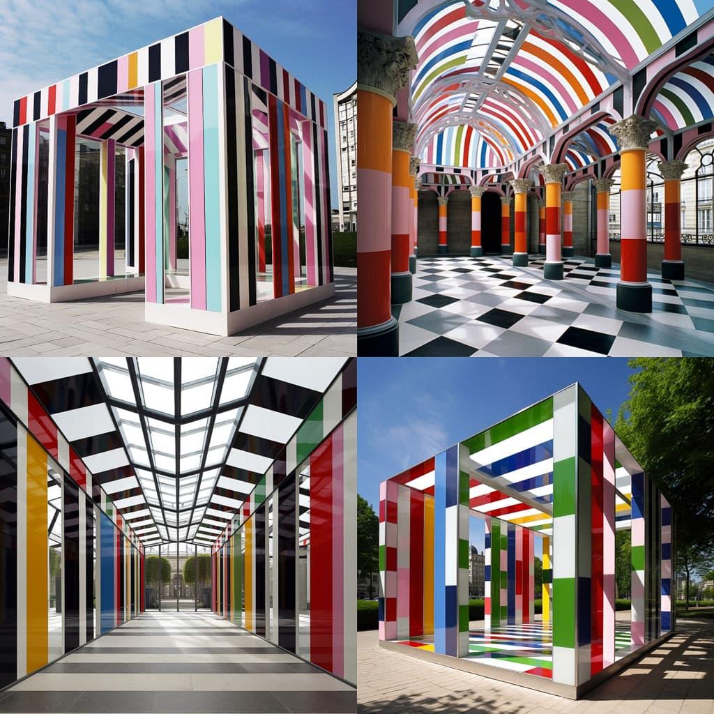 Daniel Buren style, Midjourney V5, render 1 of 4