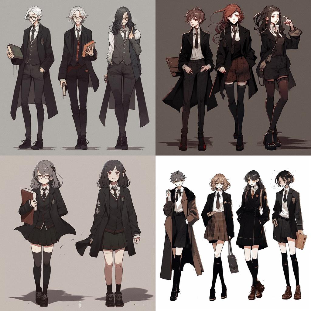 Dark Academia fashion style, Midjourney V5, render 1 of 4