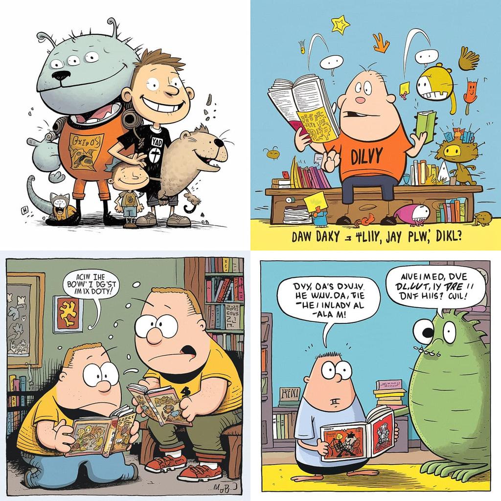Dav Pilkey style, Midjourney V5, render 1 of 4