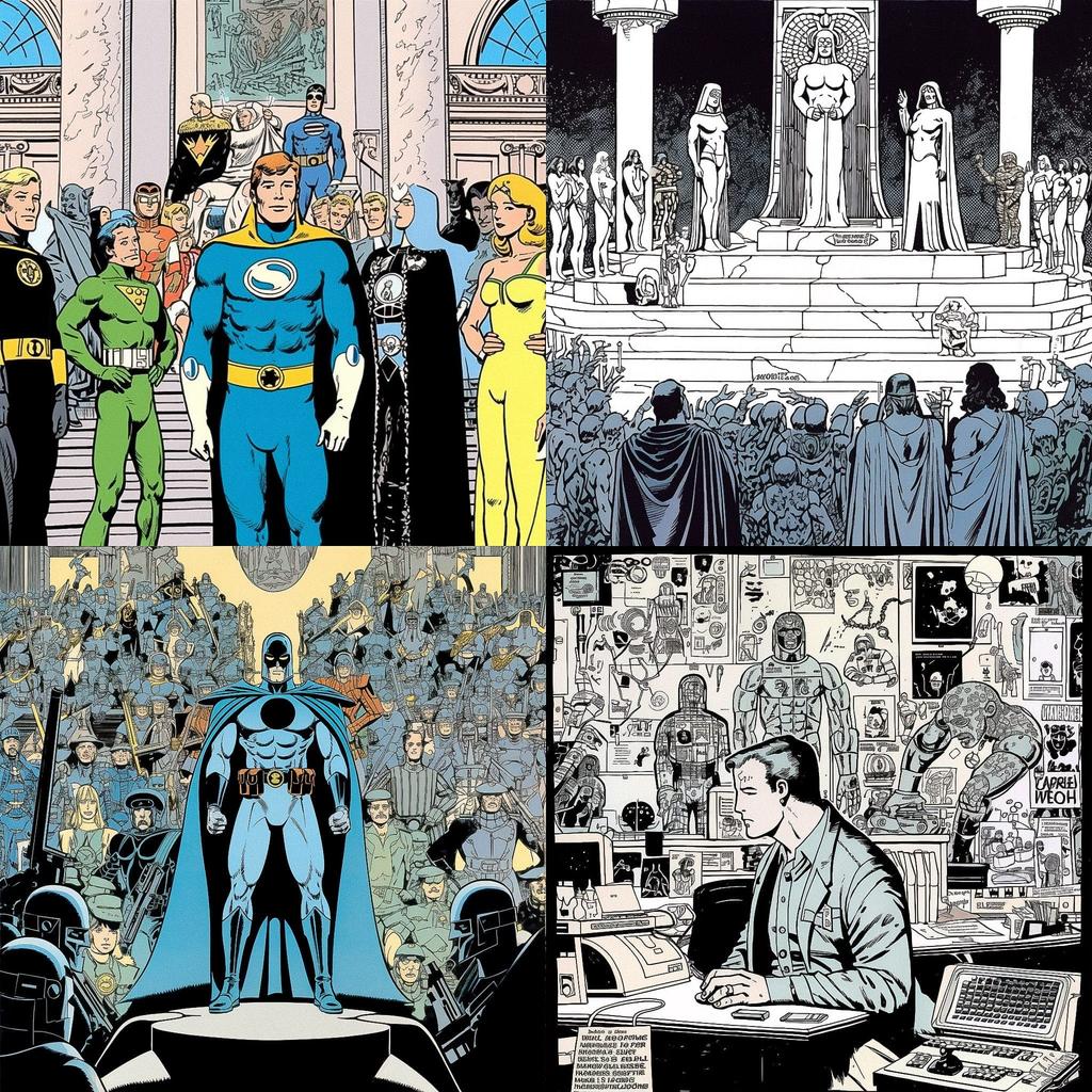 Dave Gibbons style, Midjourney V5, render 1 of 4