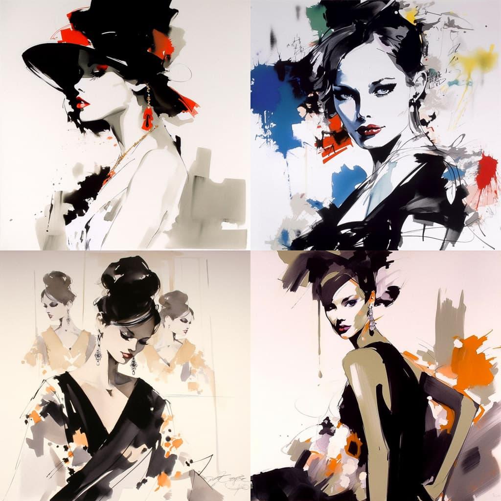 David Downton style, Midjourney V5, render 1 of 4