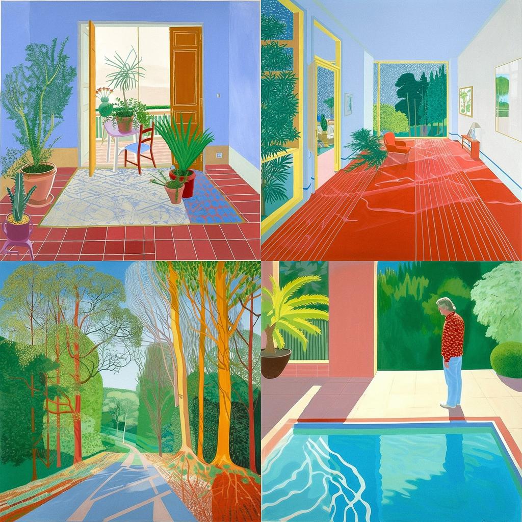 David Hockney style, Midjourney V5, render 1 of 4