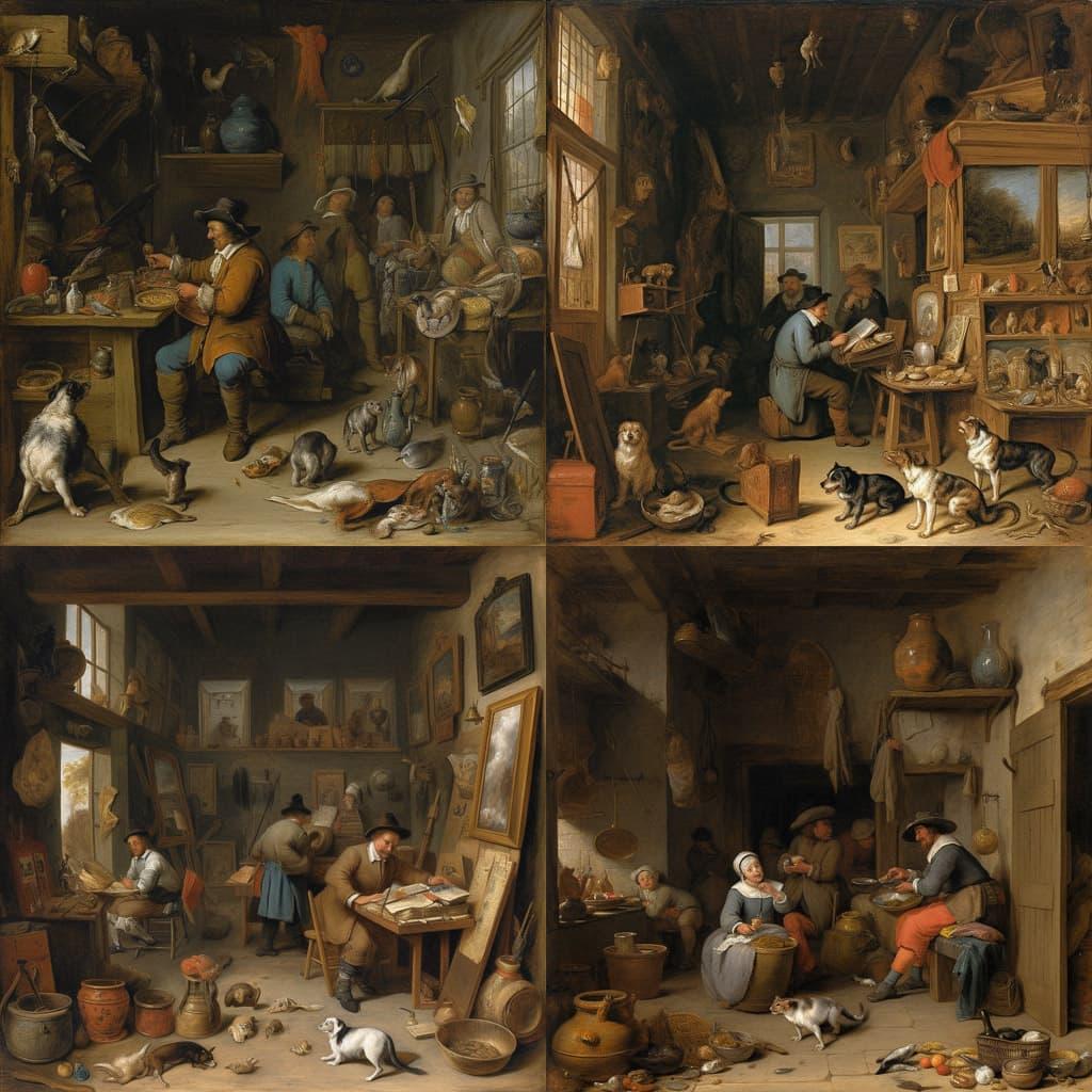 David Teniers the Younger style, Midjourney V5, render 1 of 4