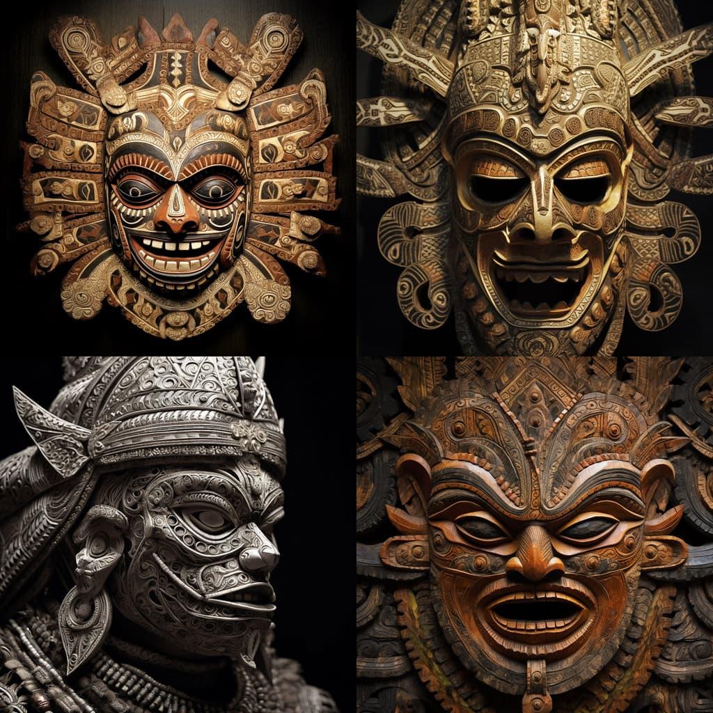 Dayak art style, Midjourney V5, render 1 of 4