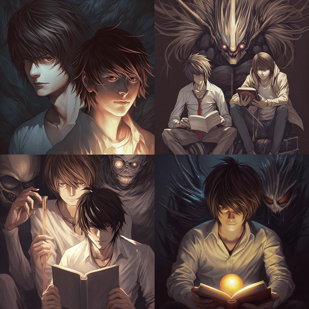 Death Note style, Midjourney V5, render 1 of 4