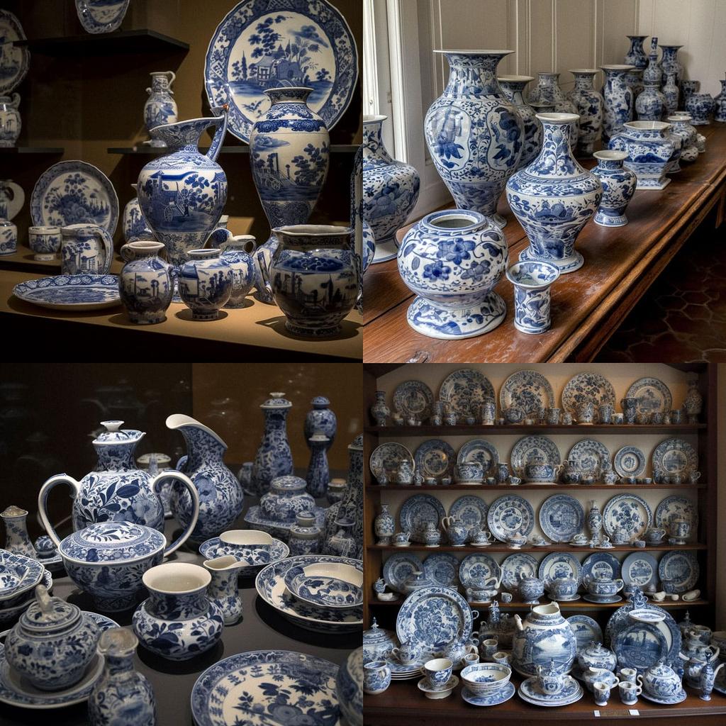 Delftware style, Midjourney V5, render 1 of 4