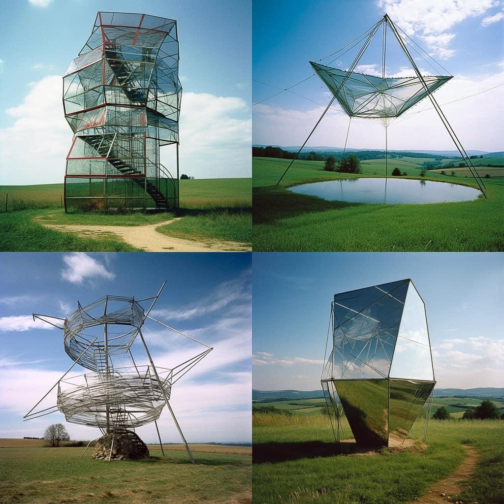 Dennis Oppenheim style, Midjourney V5, render 1 of 4