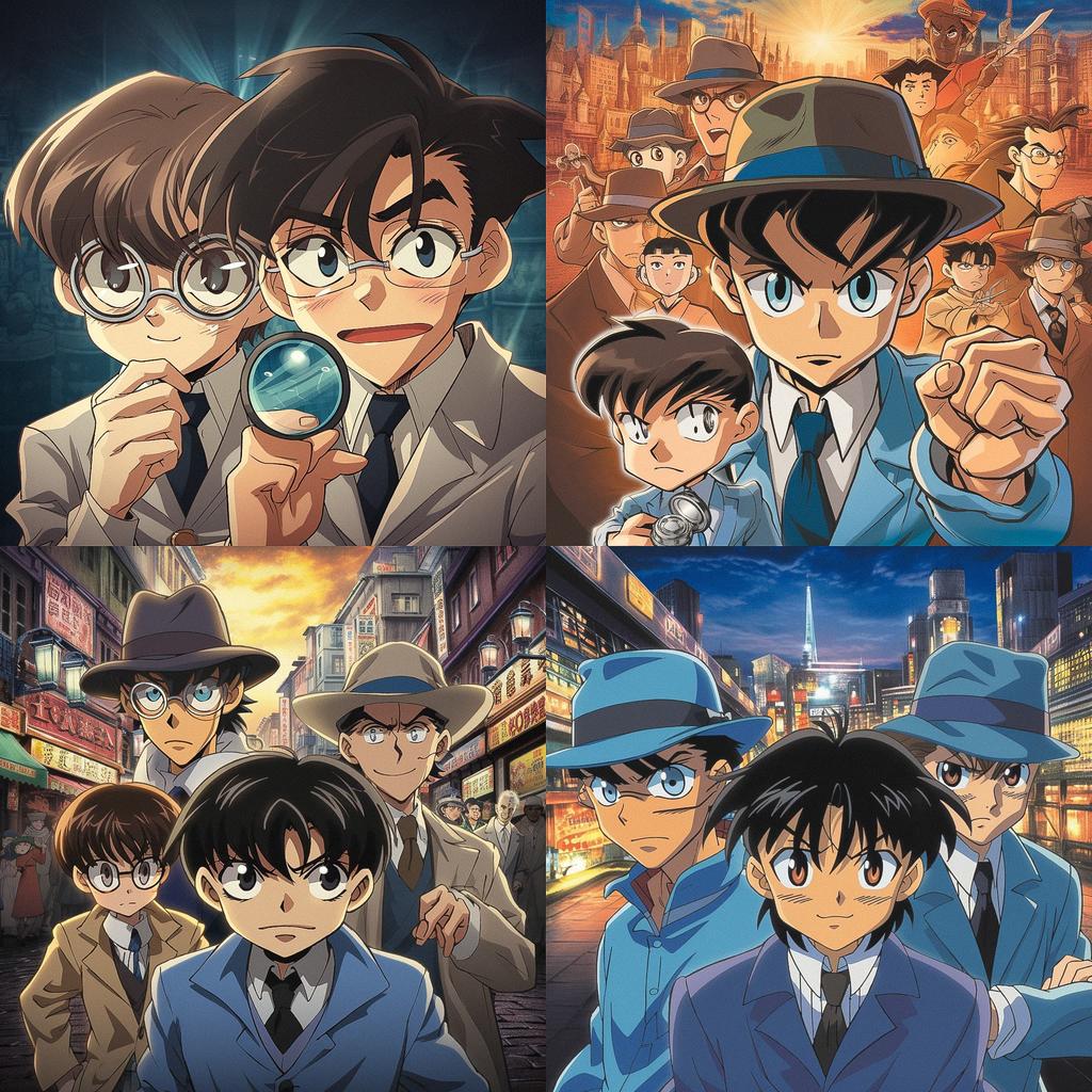 Detective Conan style, Midjourney V5, render 1 of 4