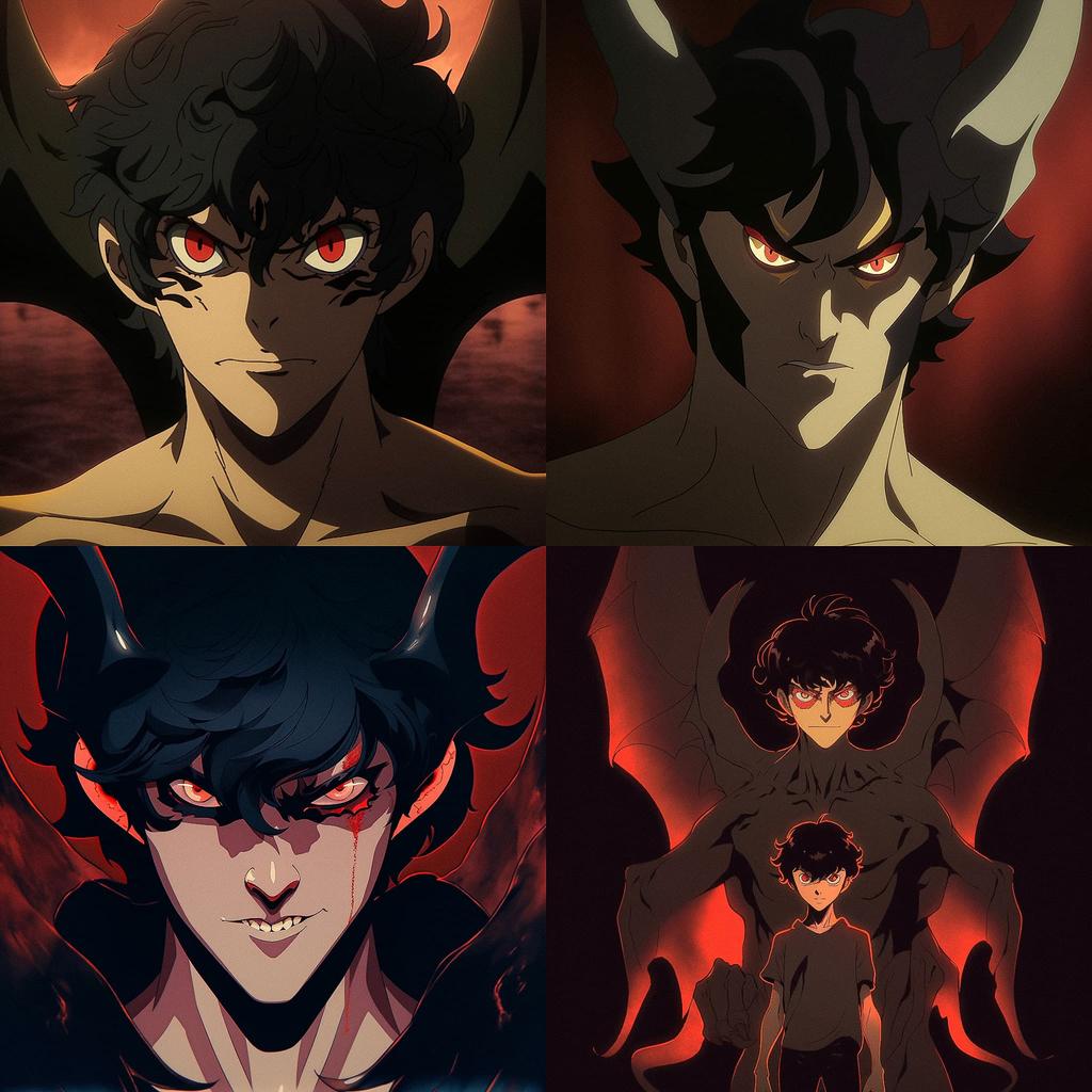 Devilman Crybaby style, Midjourney V5, render 1 of 4