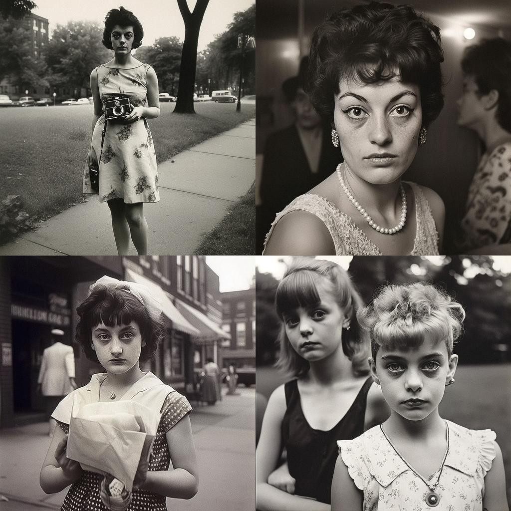 Diane Arbus style, Midjourney V5, render 1 of 4
