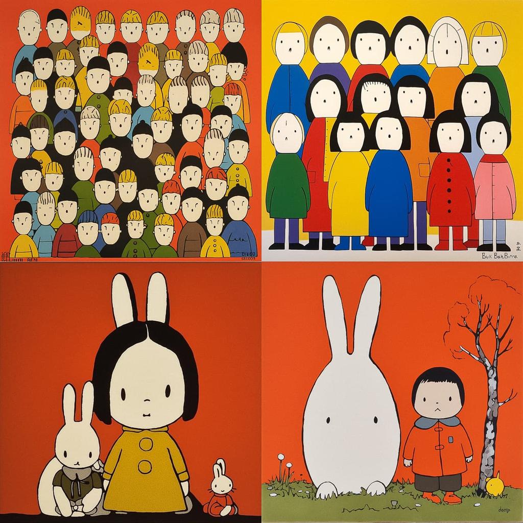 Dick Bruna style, Midjourney V5, render 1 of 4