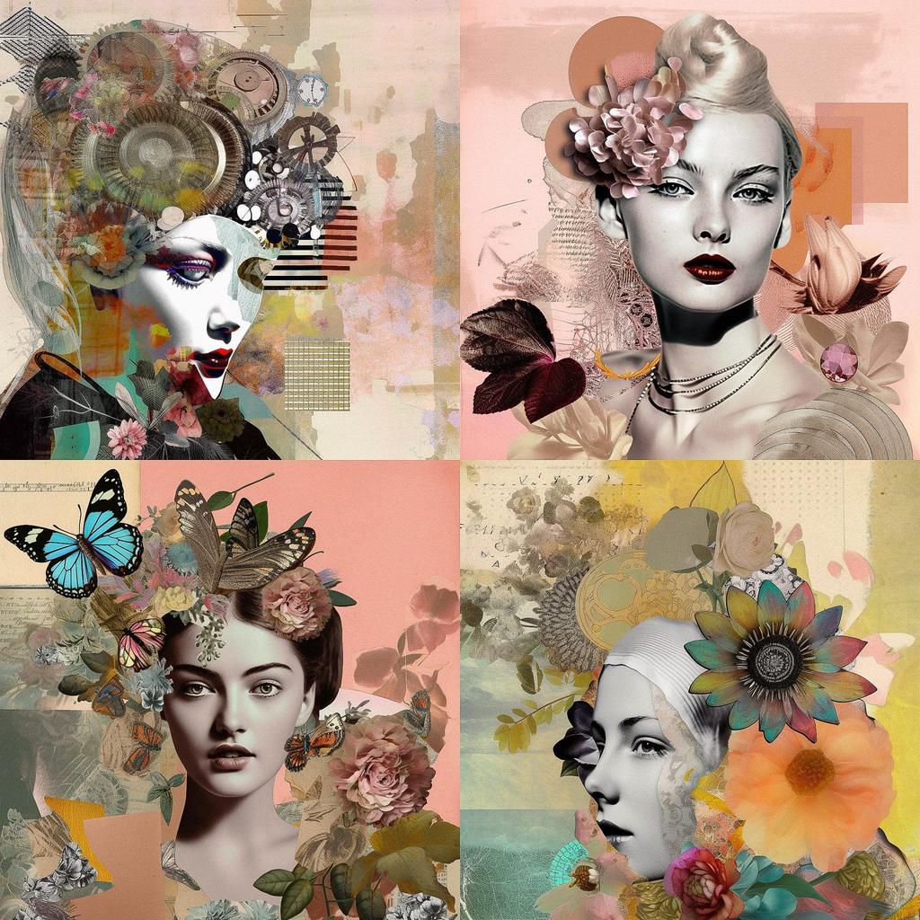 Digital collage style, Midjourney V5, render 1 of 4