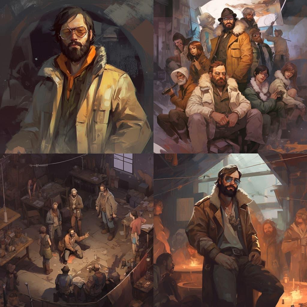 Disco Elysium style, Midjourney V5, render 1 of 4