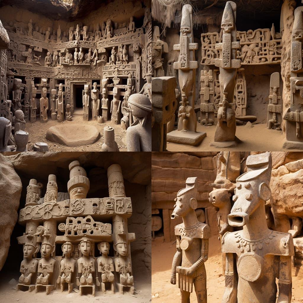 Dogon art style, Midjourney V5, render 1 of 4