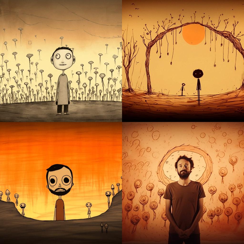 Don Hertzfeldt style, Midjourney V5, render 1 of 4