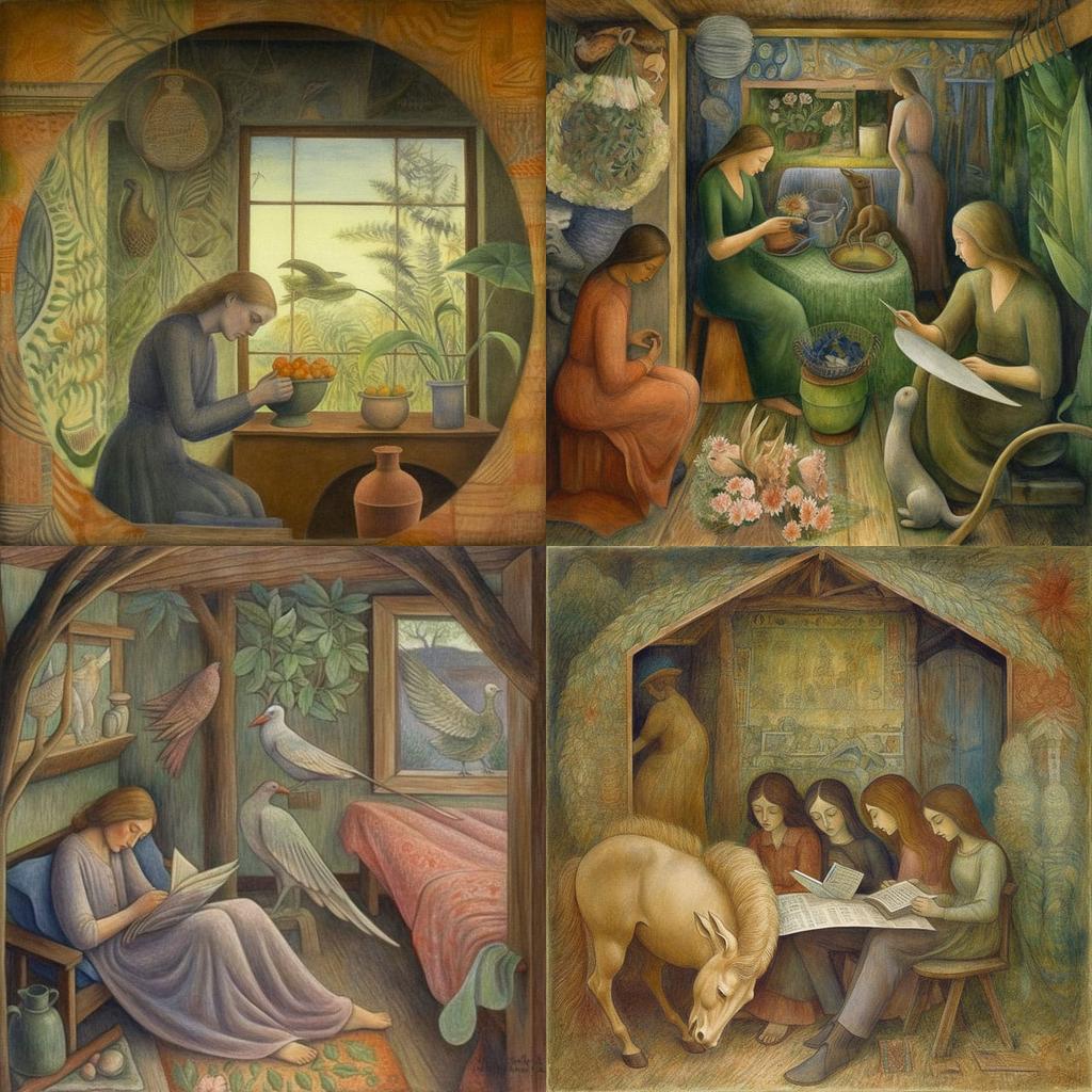 Dora Carrington style, Midjourney V5, render 1 of 4