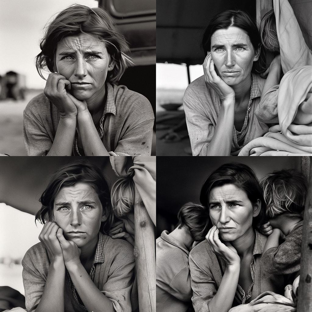 Dorothea Lange style, Midjourney V5, render 1 of 4