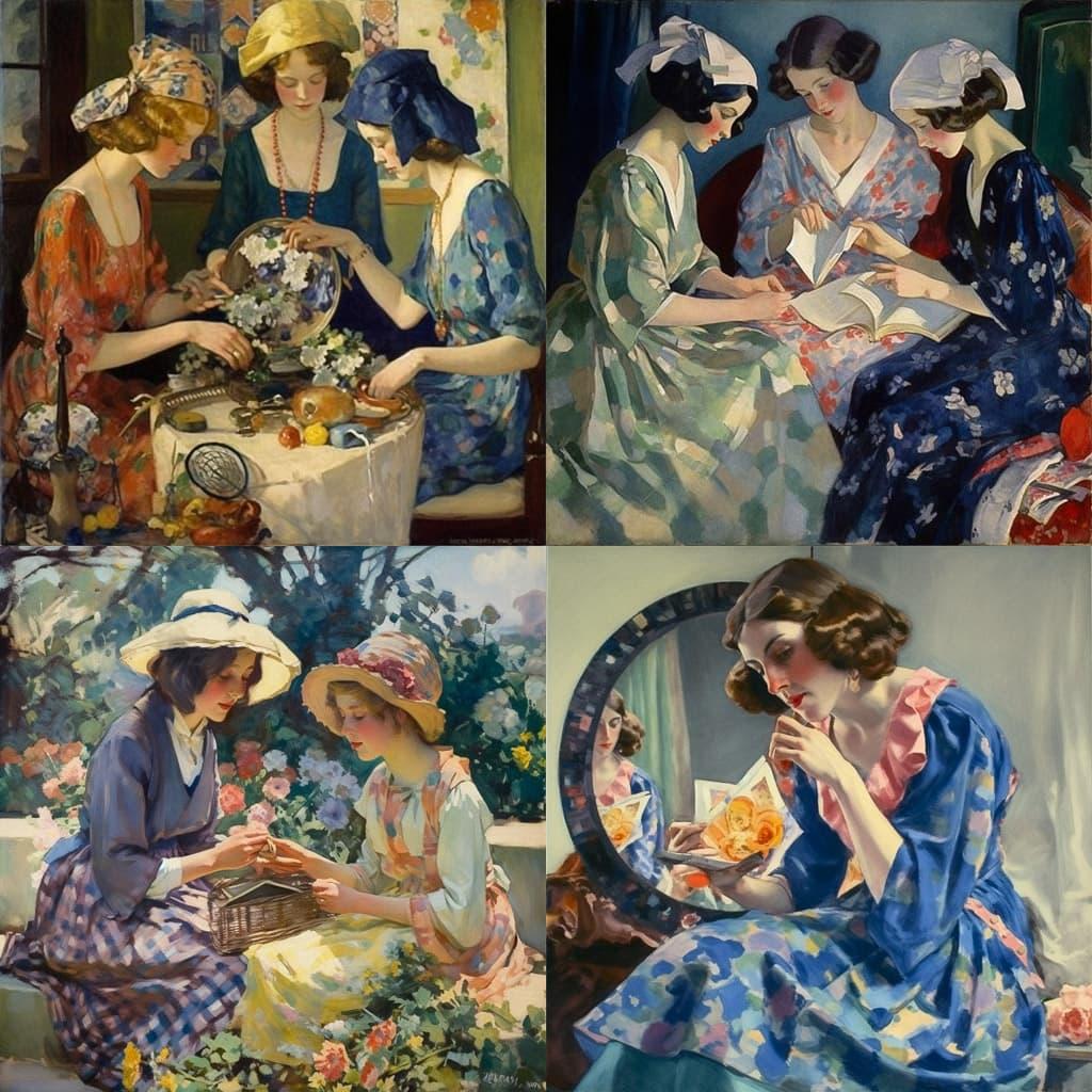 Dorothy Johnstone style, Midjourney V5, render 1 of 4