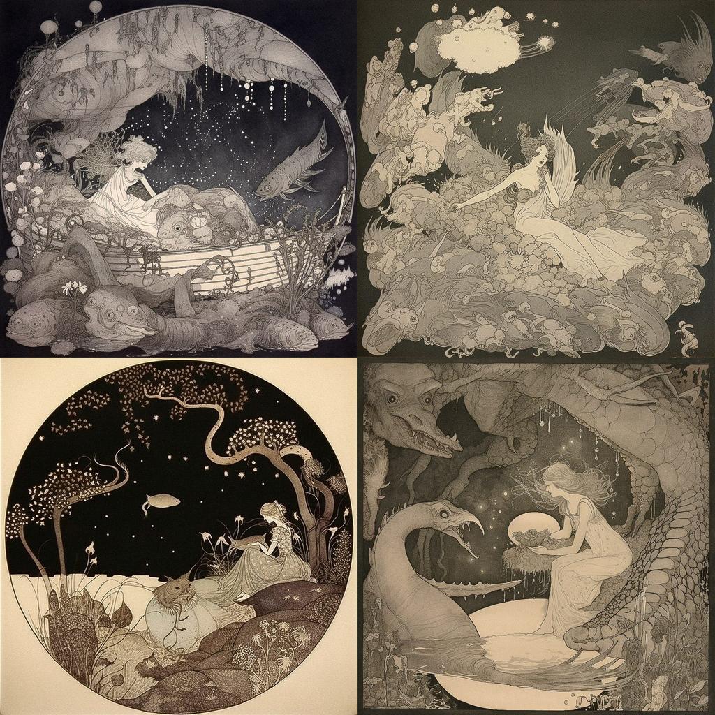 Dorothy Lathrop style, Midjourney V5, render 1 of 4
