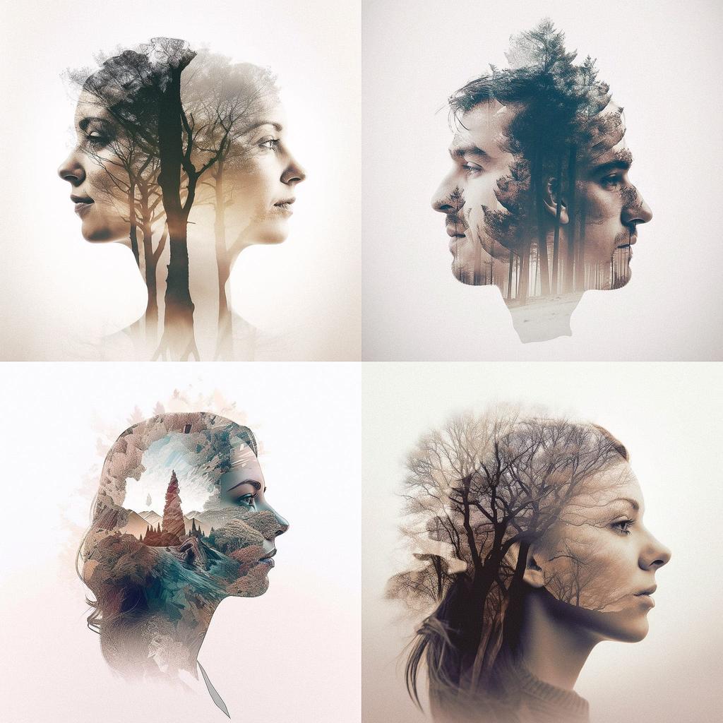 Double exposure style, Midjourney V5, render 1 of 4