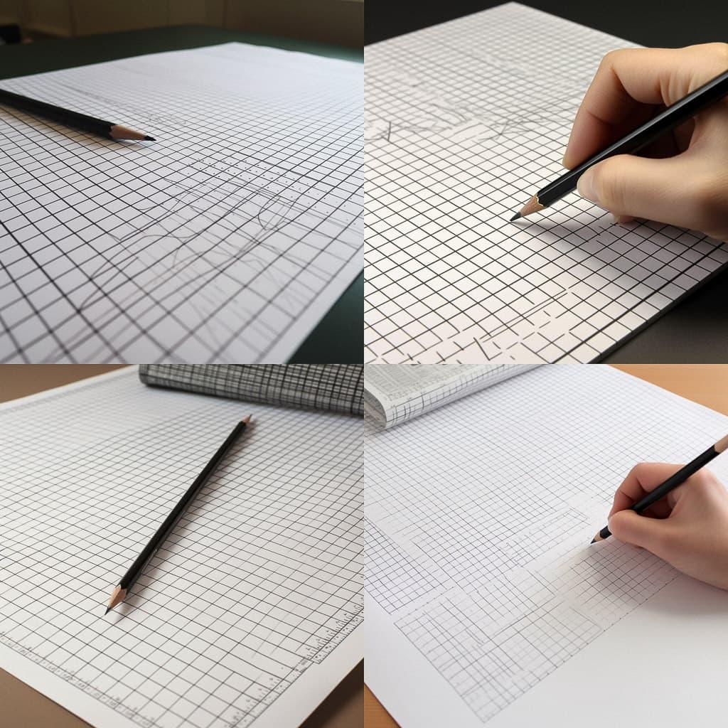 Drawing grid paper style, Midjourney V5, render 1 of 4