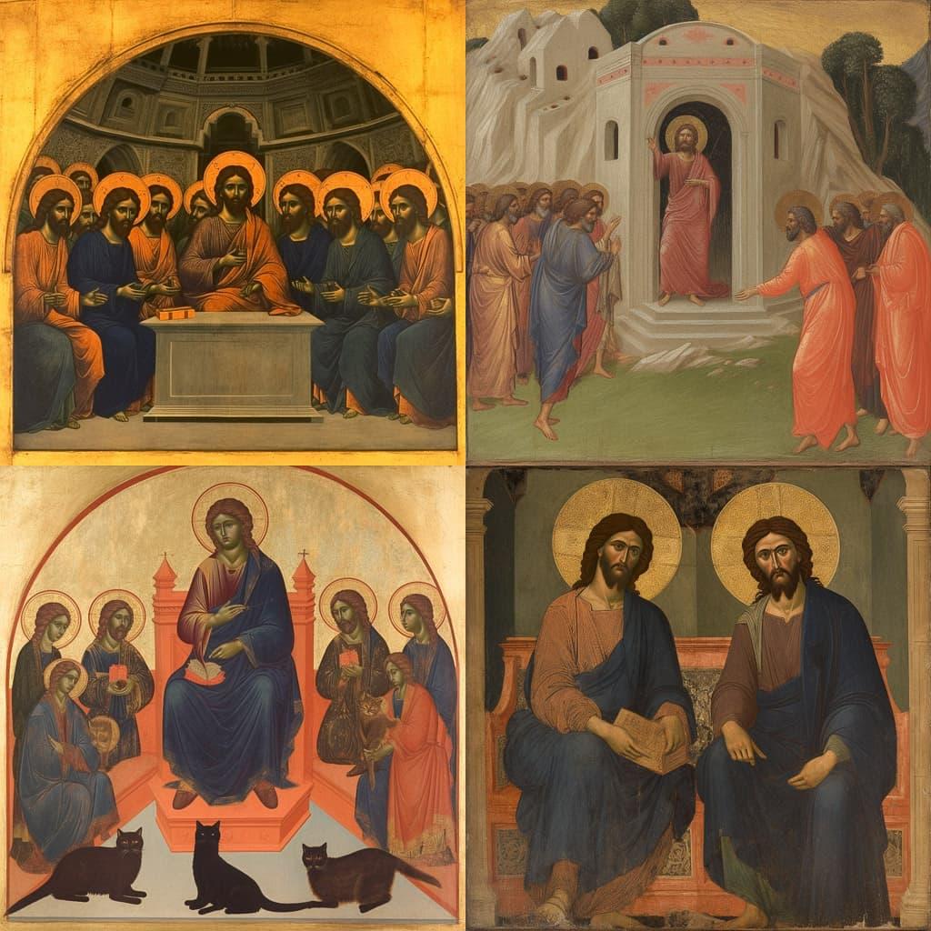 Duccio style, Midjourney V5, render 1 of 4