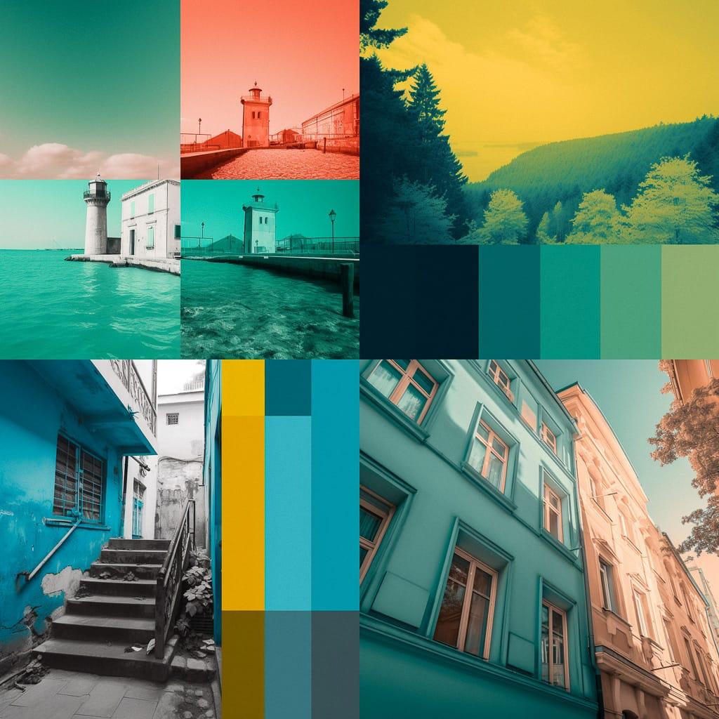 Duotone colors style, Midjourney V5, render 1 of 4